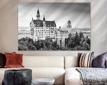 Schloss Neuschwanstein in schwarz weiss