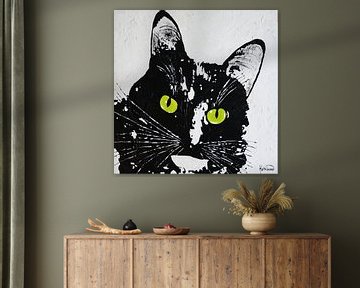 Zwarte Kat van Kathleen Artist Fine Art