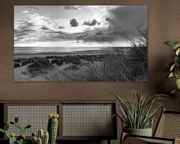 Strand und Dünen in Schwarz-Weiß von Marjolein van Middelkoop