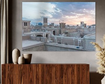 Zonsondergang boven de woestijnstad Yazd | Iran van Photolovers reisfotografie