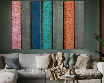 Gekleurde metalen platen, industrial look van Sia Windig