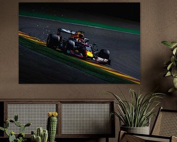Max Verstappen tijdens de formule 1 grand prix van belgië in Spa-Francorchamps