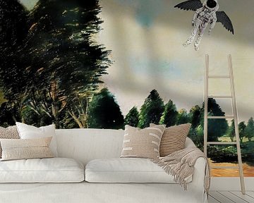 Lift off (painting with angel/astronaut and pheasant) by Ruben van Gogh - smartphoneart