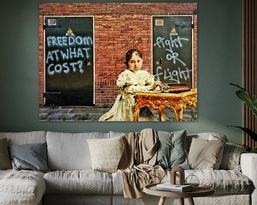 Kampf oder Flucht (Mädchen vor Türen mit Graffiti) von Ruben van Gogh - smartphoneart