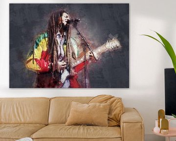 Bob Marley schilderij olieverf portret te koop van Bert Hooijer