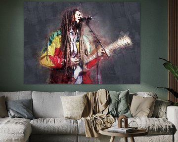 Bob Marley Ölgemälde Portrait zu verkaufen von Bert Hooijer