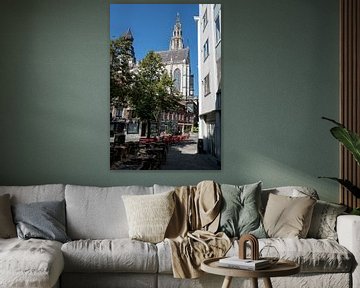 Cathedral and terraces in Antwerp by Mickéle Godderis