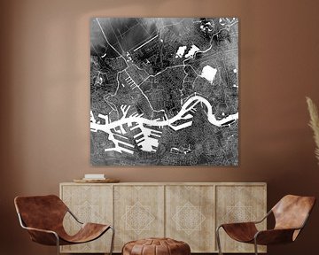 Rotterdam | City Map Black Watercolor | As Square or Wall Circle by WereldkaartenShop