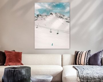Skiër in de Franse Alpen van Mick van Hesteren