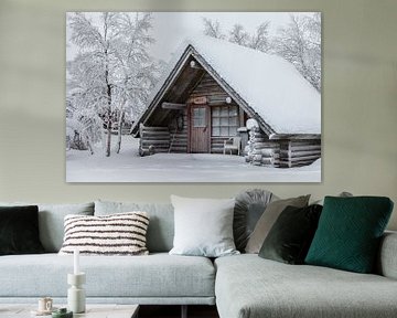 Finland, houten hut van Frank Peters