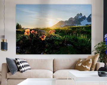 Mountain landscape "Sunset with roses" by Coen Weesjes