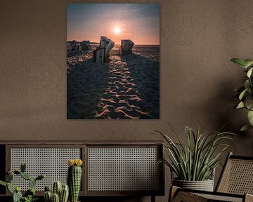 Strandkörbe im Sonnenuntergang von Steffen Peters
