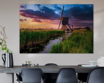 Hollands landschap met zonsondergang van Björn van den Berg