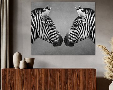 Porträt eines Zebras in Schwarzweiß von Marjolein van Middelkoop