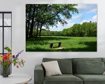 A bench near a meadow by Gerard de Zwaan