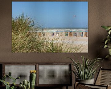 Strandhuisjes vanuit de Duinen van Charlene van Koesveld