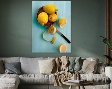 Lemons on blue by Rose Mentink