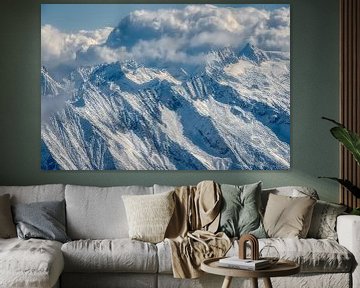 Besneeuwde alpen in Oostenrijk. van Johan Kalthof