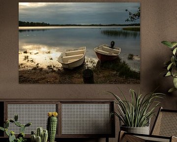 Boats at the lake by Evelien van der Horst