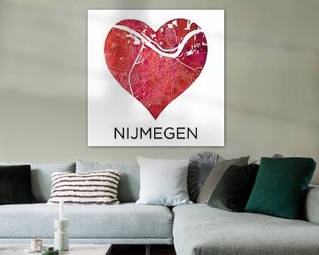 Liefde voor Nijmegen  |  Stadskaart in een hart van WereldkaartenShop