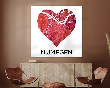 Liefde voor Nijmegen  |  Stadskaart in een hart van Wereldkaarten.Shop
