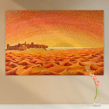 Malen der Sahara-Wüste mit der Kasbah