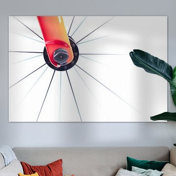 Details van de wielrennersfiets "spaken"