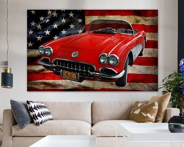 Corvette C1 Convertible with US flag