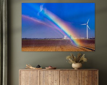 Arc-en-ciel lors de l'irrigation des terres agricoles sur Niels Wenstedt