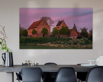 Coucher de soleil à Ezinge, Groningen, Pays-Bas sur Henk Meijer Photography