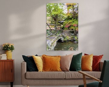 Japanese garden with bridge by Mickéle Godderis