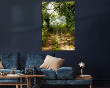 View on a country road through the hills of South Limburg