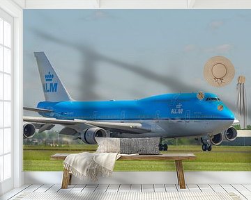 KLM Boeing 747 vliegtuig landt op Schiphol van Sjoerd van der Wal Fotografie