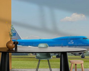 KLM Boeing 747 vliegtuig landt op Schiphol van Sjoerd van der Wal Fotografie