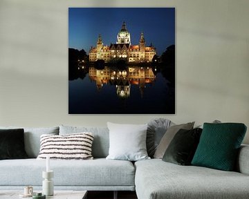 New City Hall in Hannover, Germany, illuminated at night by Axel Bückert