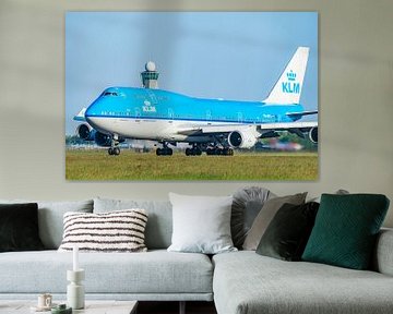 KLM Boeing 747 Jumbojet vliegtuig stijgt op vanaf Schiphol van Sjoerd van der Wal
