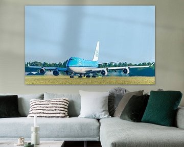 KLM Boeing 747 Jumbojet vliegtuig stijgt op vanaf Schiphol