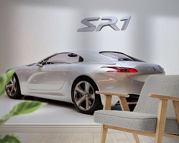 Silver Peugeot SR1 concept car rear view