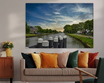 Blick über die Pole auf die Zuid-Willemsvaart in Weert, Niederlande von Jolanda de Jong-Jansen