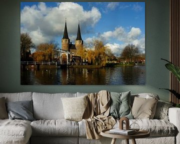 Herfst bij de Oostpoort in Delft van Alice Berkien-van Mil