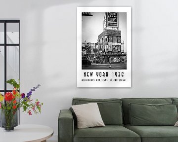 New York 1936: Billboards en borden, Fulton Street van Christian Müringer
