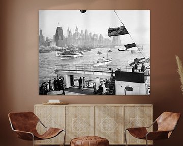 Historisches New York 1936: Manhattan skyline from ferry boat, 1936 von Christian Müringer