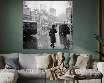 Historisch New York: Times Square op een regenachtige dag, 1943 van Christian Müringer