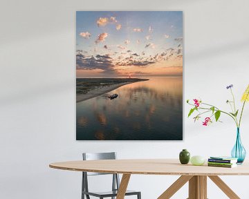 Der neue Freundschaftsblick Leuchtturm Eierland Texel schöner Sonnenuntergang