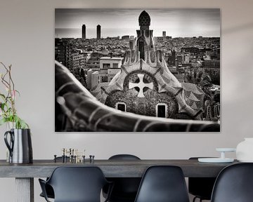 Zwart-wit fotografie: Barcelona Skyline / Park Güell van Alexander Voss