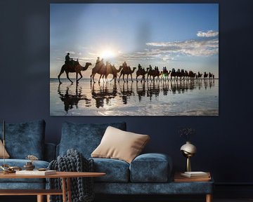 Kamelen op het strand van Broome, Australië van The Book of Wandering