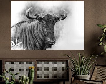 Portrait or a wildebeest. by Gunter Nuyts