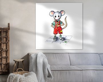 funny little mouse boy with ice cream isolated over white background by Ivonne Wierink