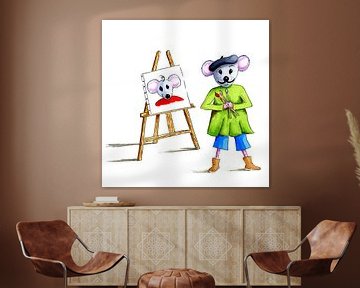 artistieke muis als kunstschilder van Ivonne Wierink