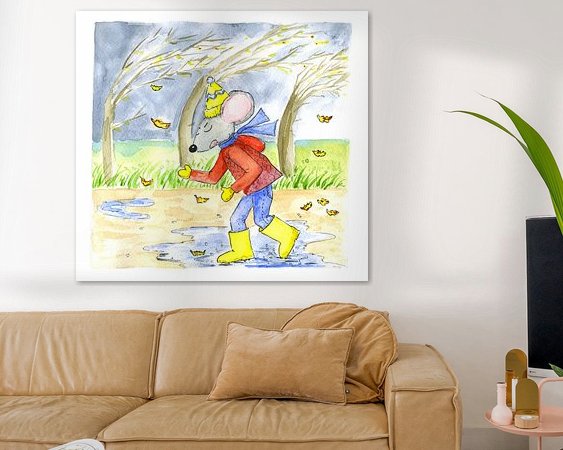 Voorbeeld van het werk in een kamer